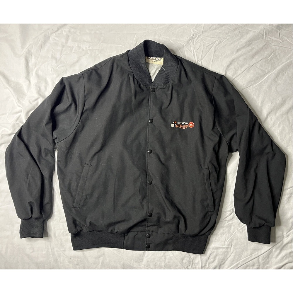 Vintage Parts Plus Racing Jacket Men's XL Black Taylor Full Button USA Made